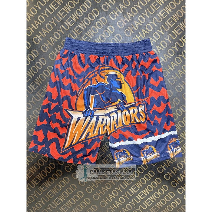 Pantalone Golden State Warriors Mitchell & Ness Naranja Azul